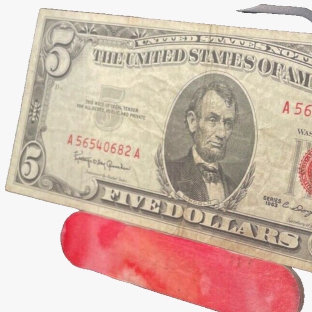 Crisp 1963 $5 Dollar Bill Red Seal Note Serial #A 56540682 A